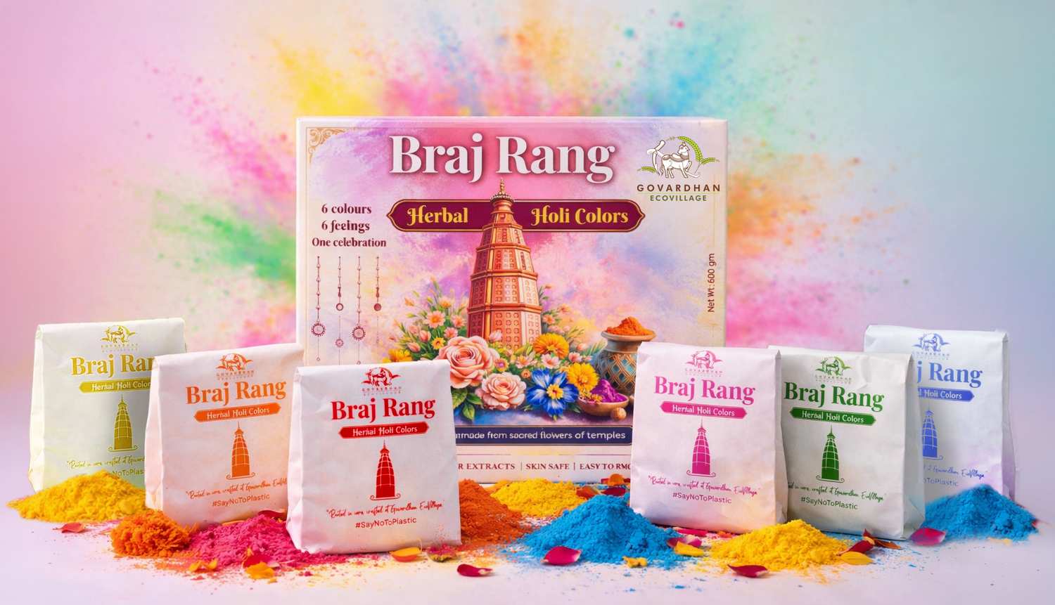 Braj Rang – Herbal Holi Gift Box (6 Colours)